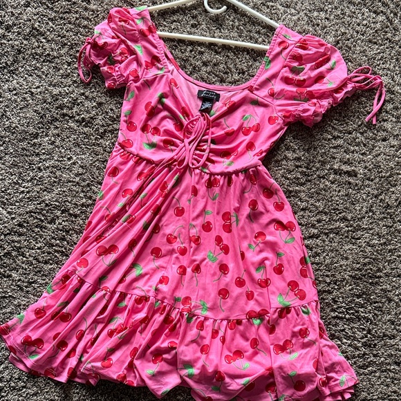 Sweet Society Pink Cherry Print Mini Dress, XS - Picture 3 of 4